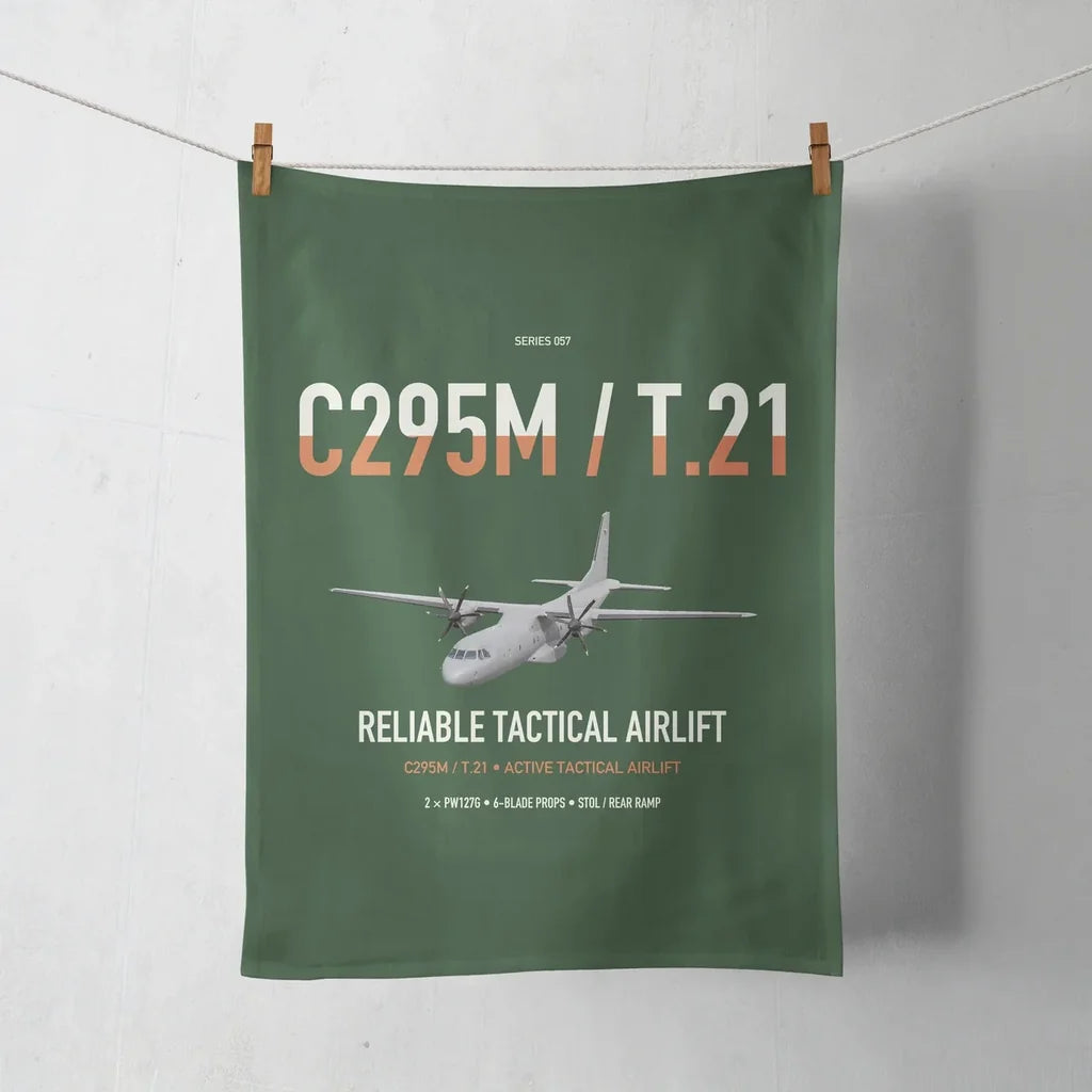 Airbus C295M T.21 design on dark green towel