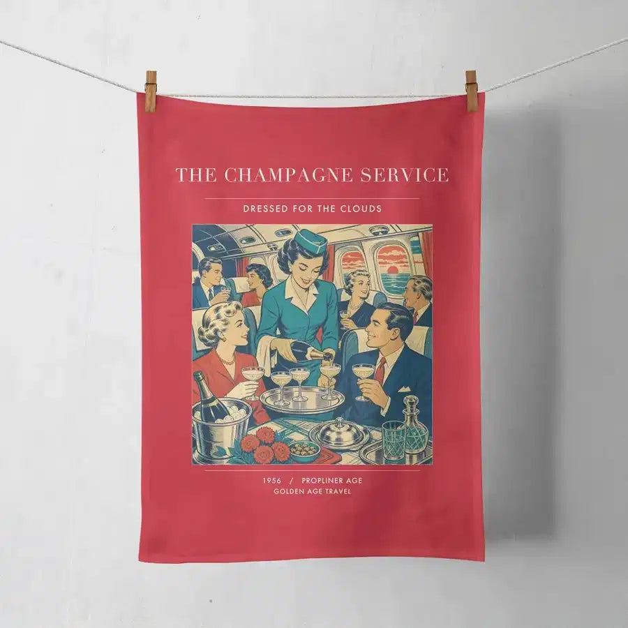 VINTAGE G4087 - The Champagne Service - Designed Towels design on red
