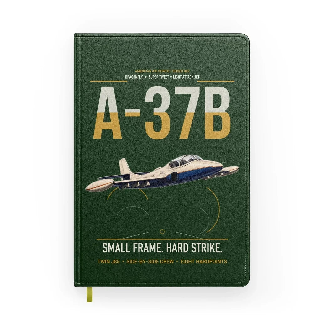 A-37B Dragonfly design on dark green notebook