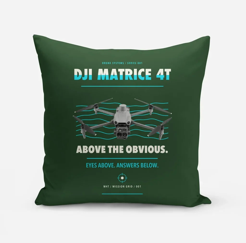 DJI Matrice 4T design on dark green pillow