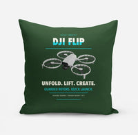 Thumbnail for DJI Flip design on dark green pillow