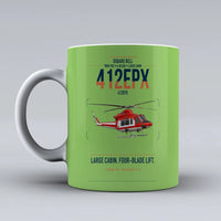 Thumbnail for SUBARU Bell 412EPX design on light green ceramic mug, double-side print