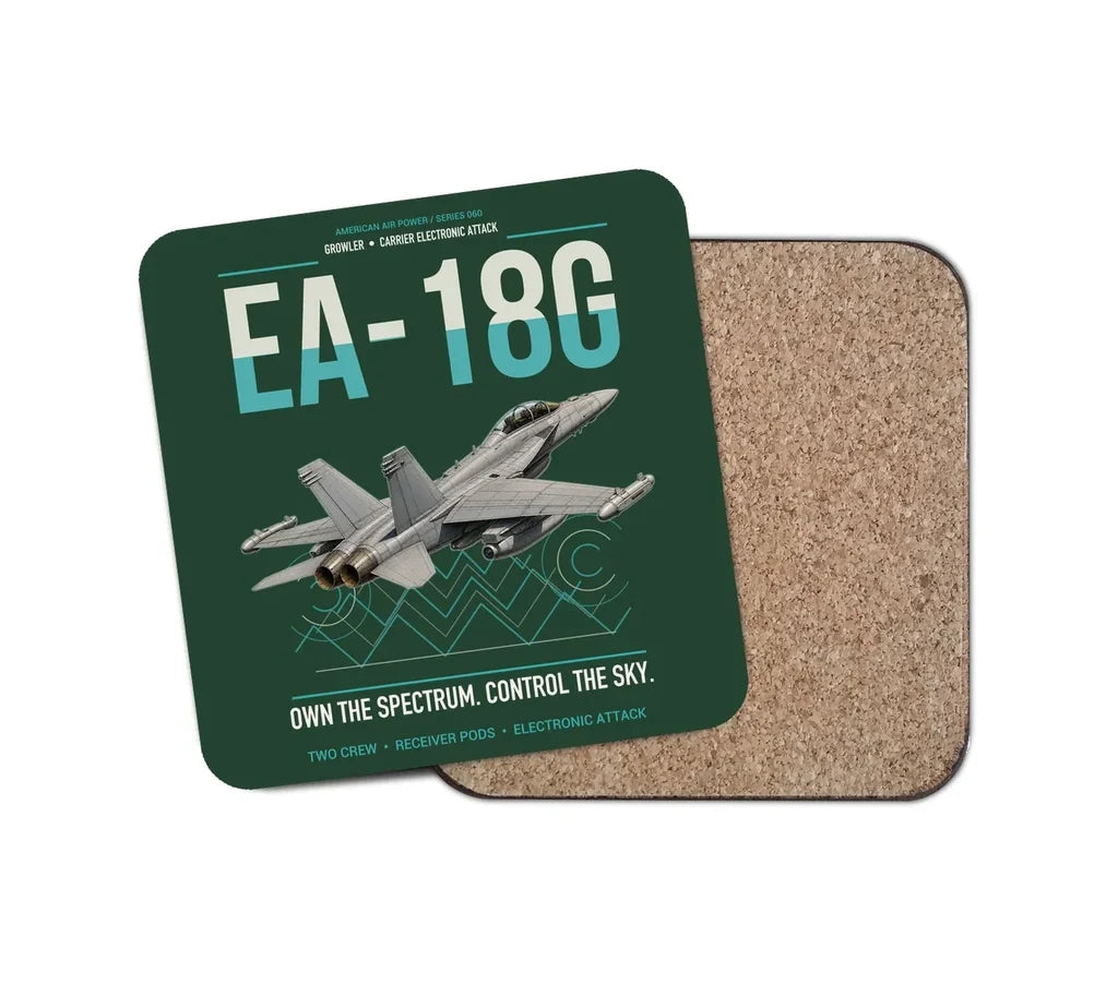 EA-18G Growler design on dark green 1 piece coaster