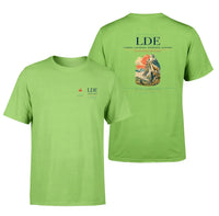 Thumbnail for Tarbes–Lourdes–Pyrénées Airport (LDE) design printed on light green double-side t-shirt