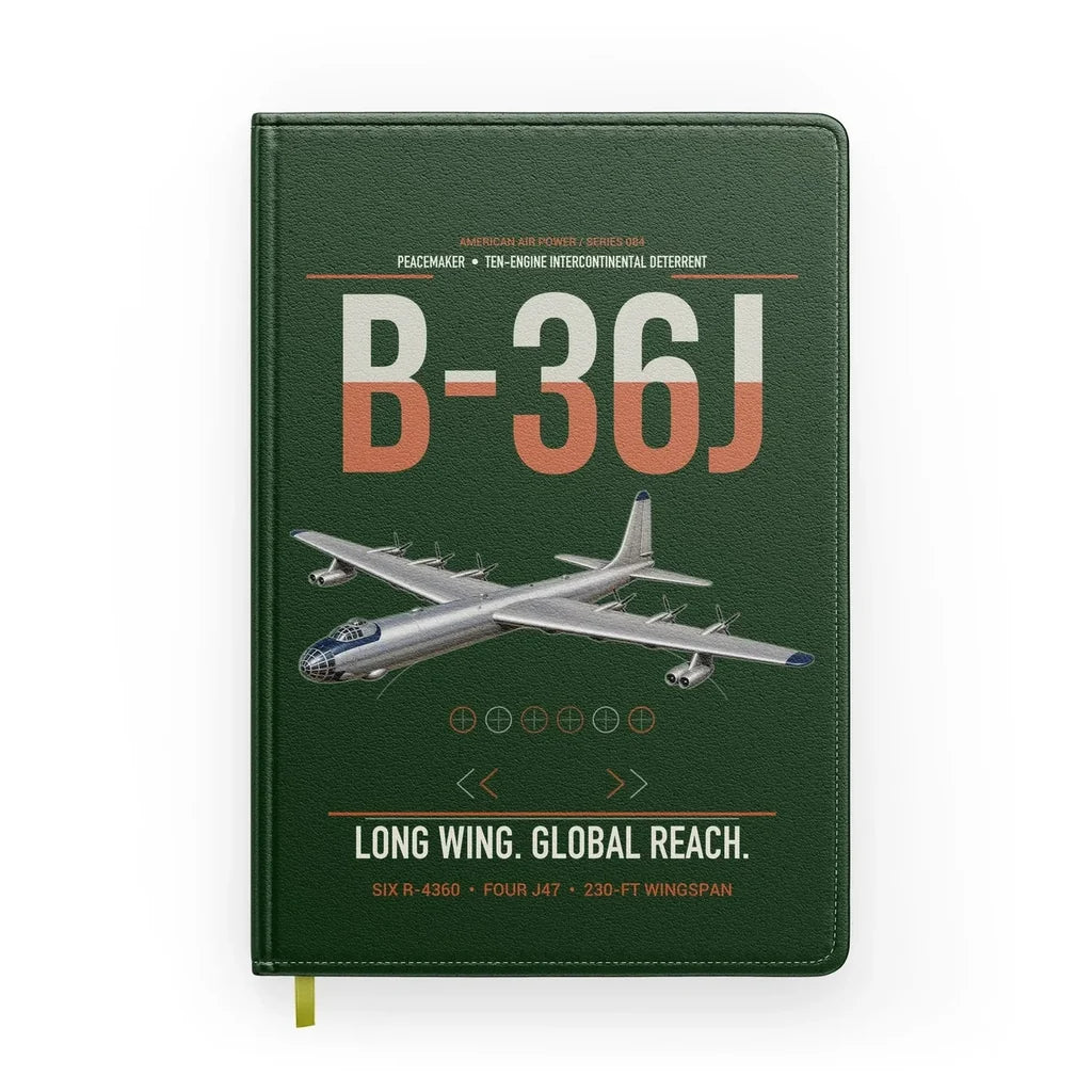 B-36J Peacemaker design on dark green notebook