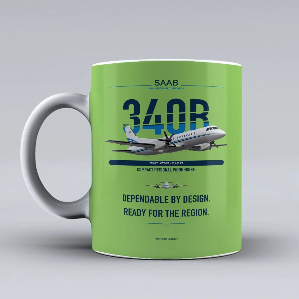 340B Mug design on light green saab