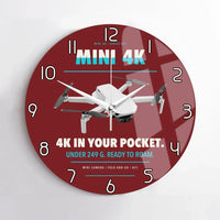 Thumbnail for DJI Mini 4K design on dark red no frame wall clock