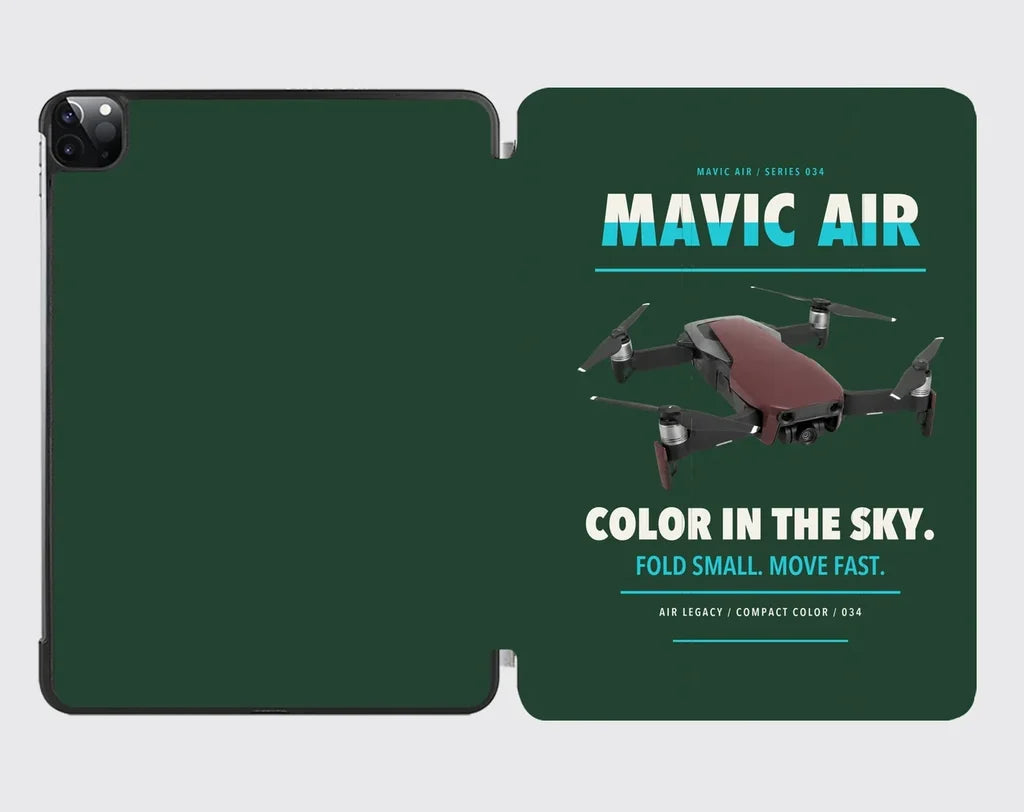 DJI Mavic Air design on dark green ipad tablet case