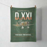 Thumbnail for Fokker D.XXI — Dutch LVA aircraft 221 design on dark green towel