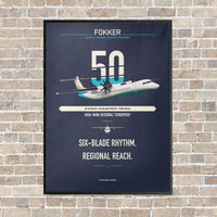 Thumbnail for Fokker 50 vertical canvas print - framed - navy blue background