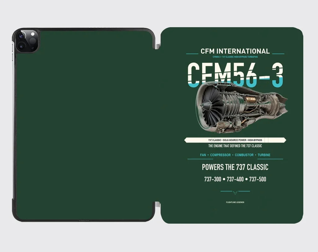 CFM56-3 design on dark green ipad tablet case