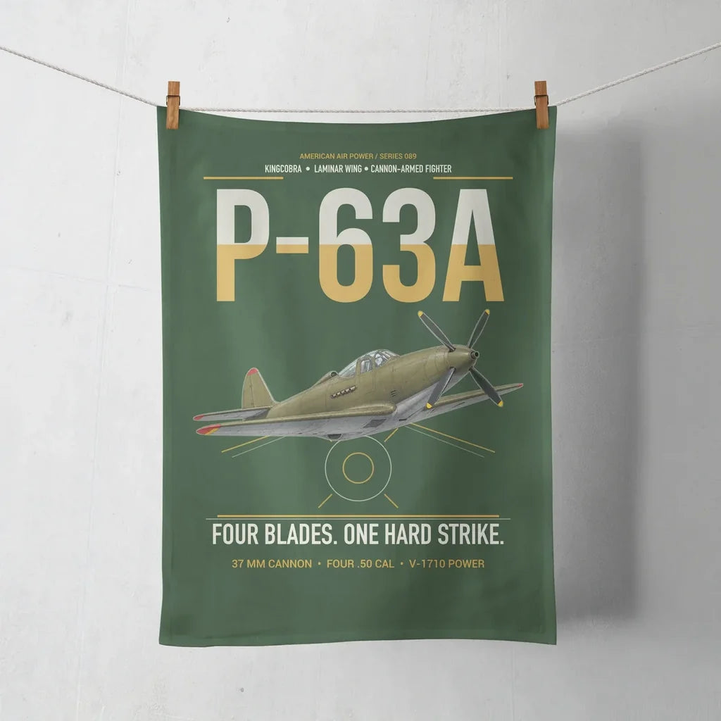 P-63A Kingcobra design on dark green towel
