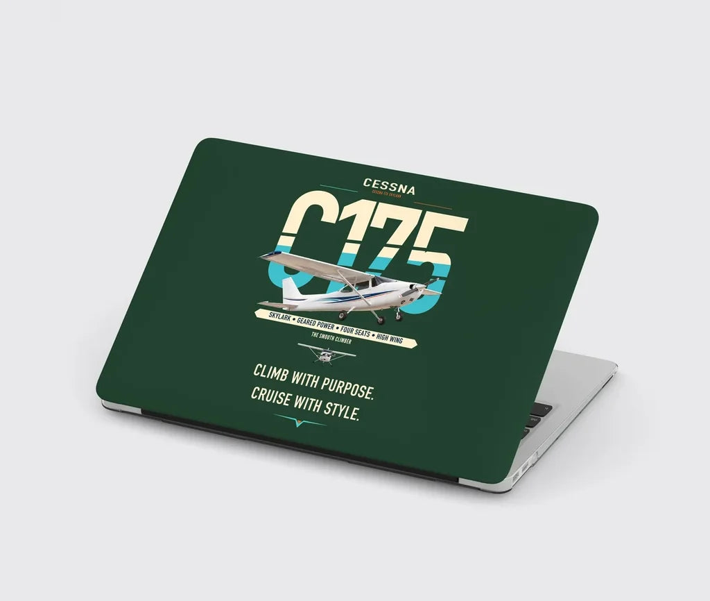 Cessna 175 Skylark design on dark green MacBook case