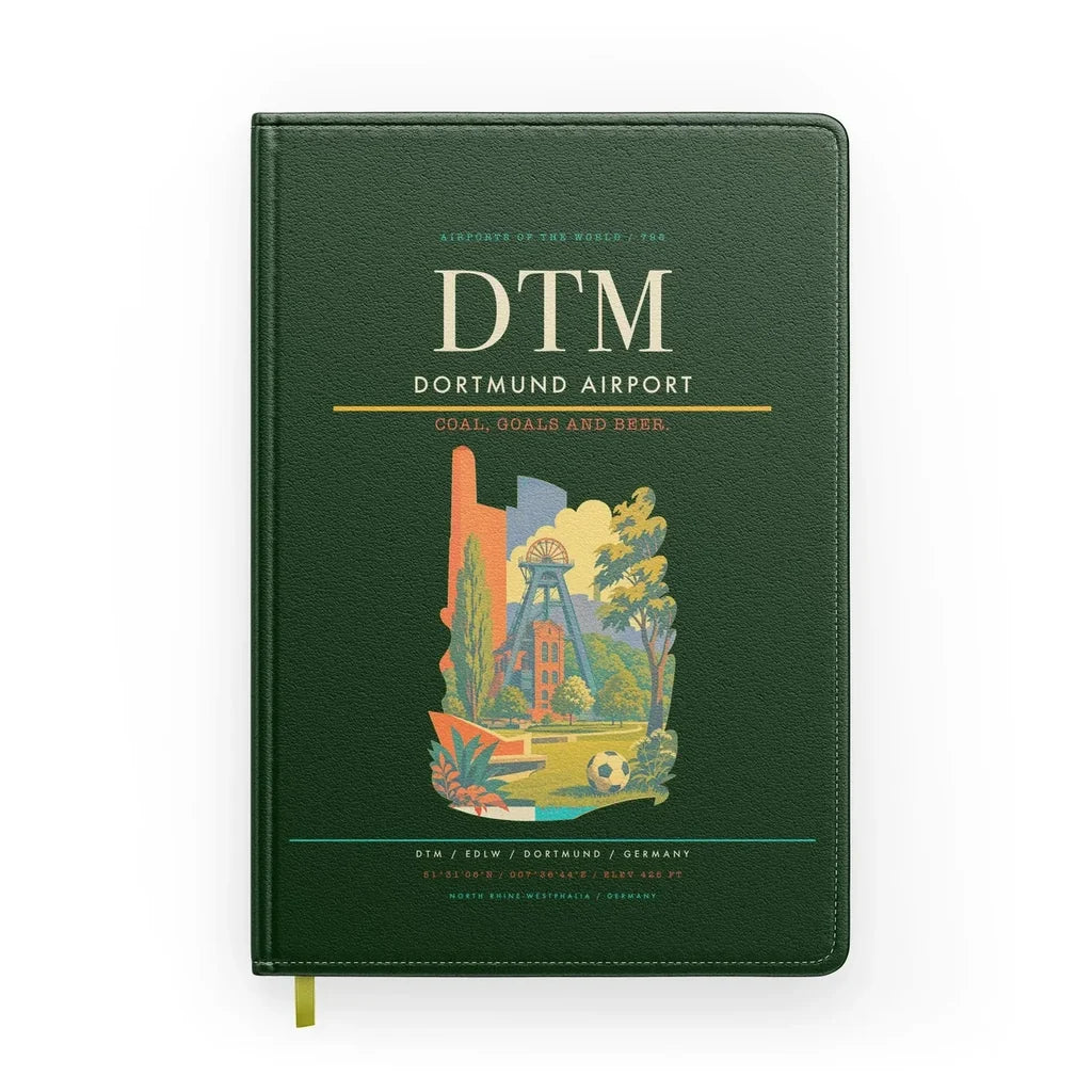 Dortmund Airport (DTM) design on dark green notebook