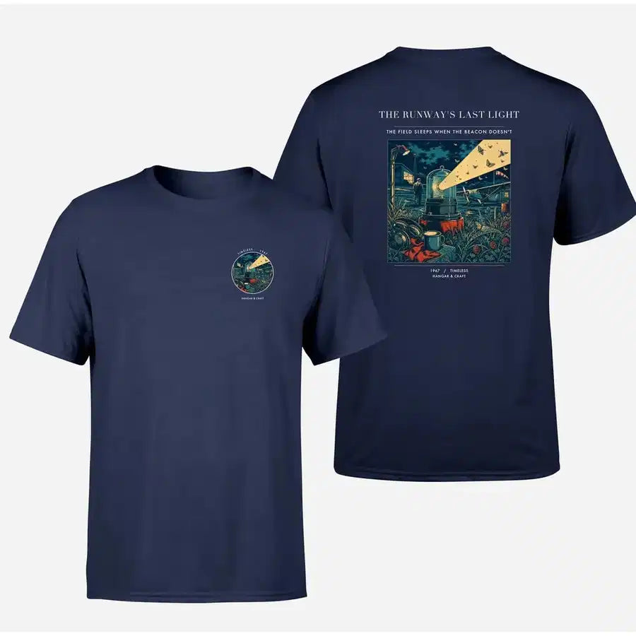 VINTAGE G4425 - The Runway's Last Light - Double-Side T-Shirt design on navyblue double side t shirt