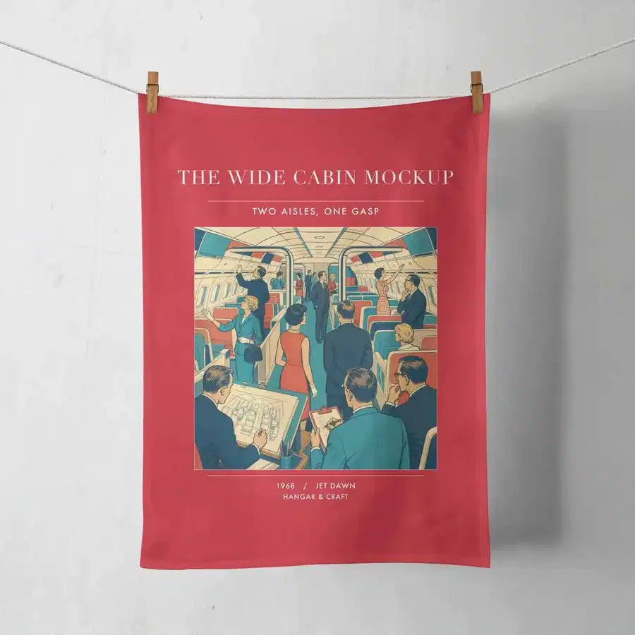 VINTAGE G4467 - The Wide Cabin Mockup - Designed Towels design on red