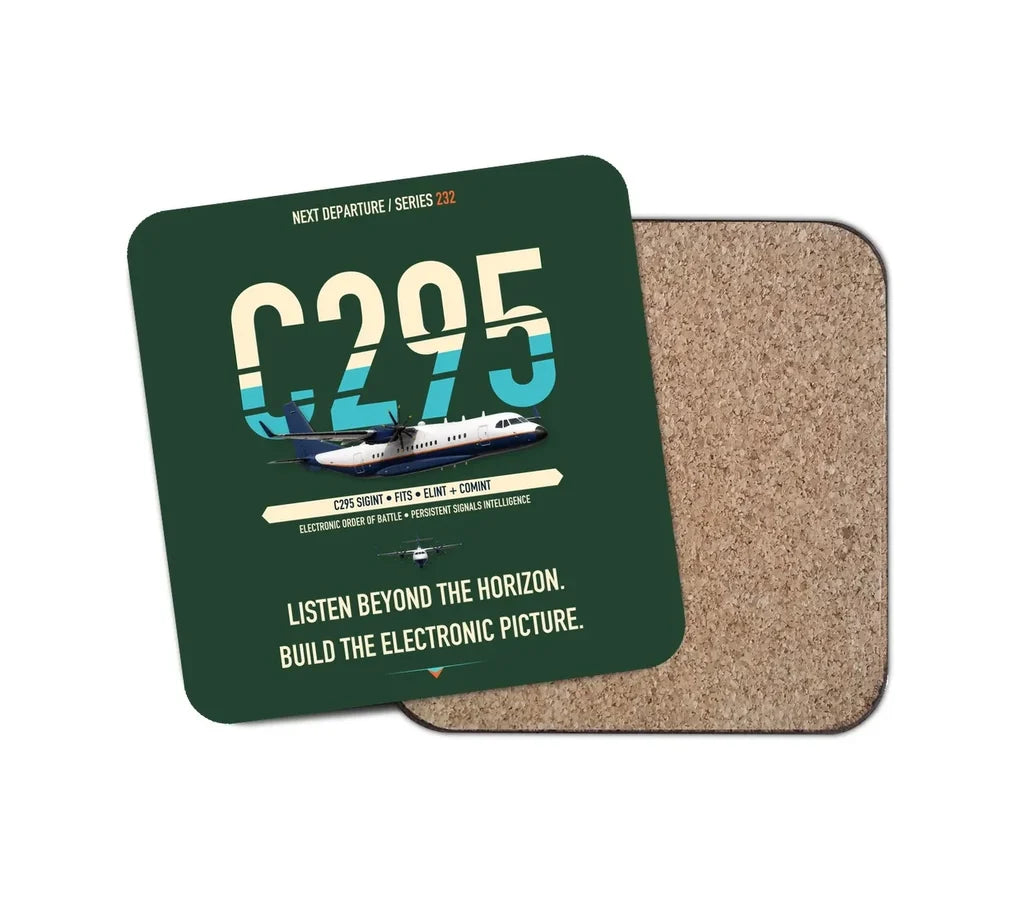 Airbus C295 SIGINT design on dark green 1 piece coaster
