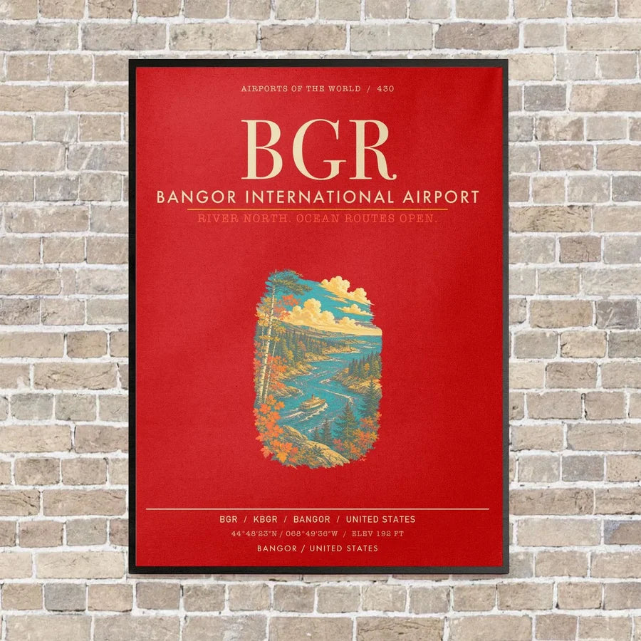 Bangor International Airport BGR - Canvas Framed - Red