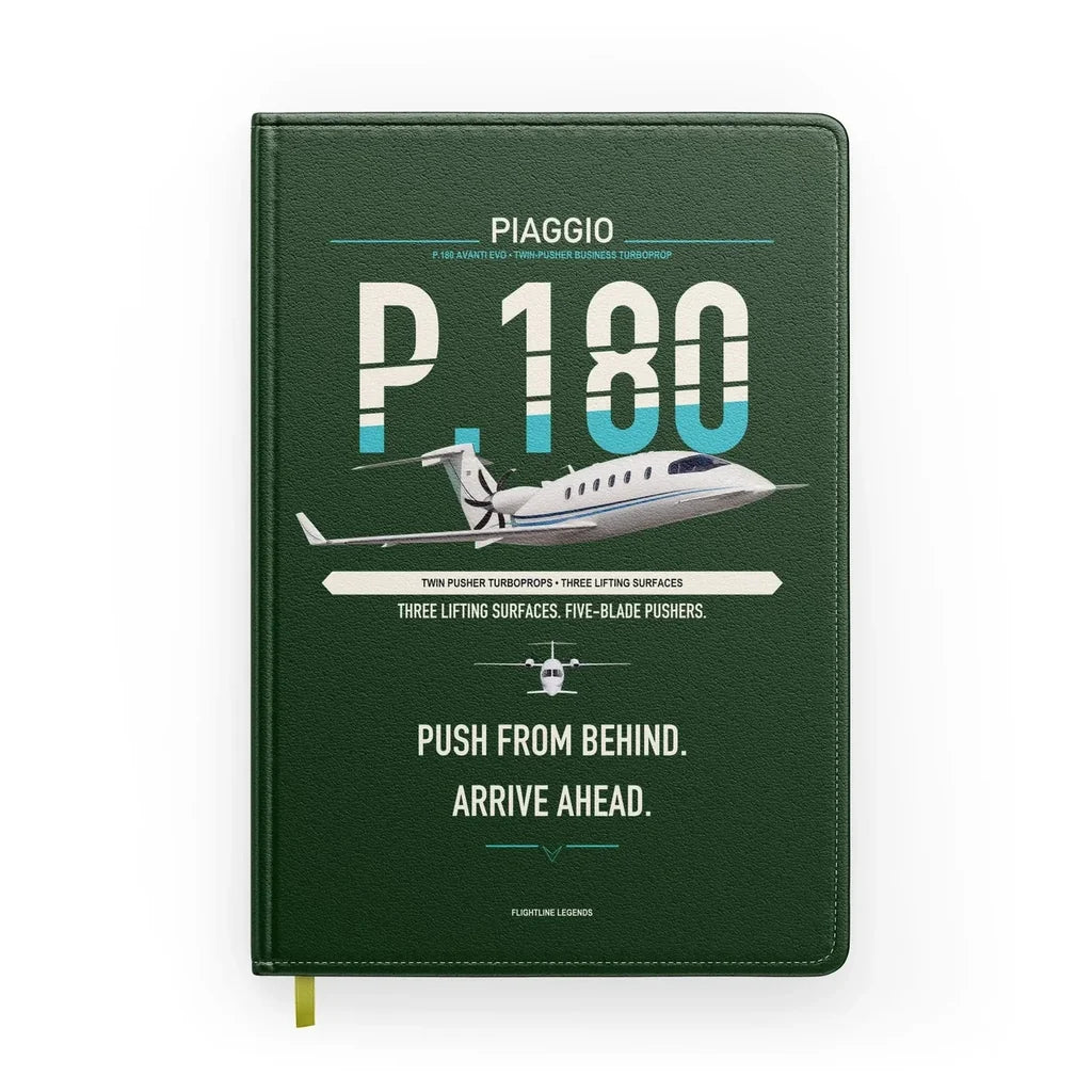 Piaggio P.180 Avanti EVO design on dark green notebook