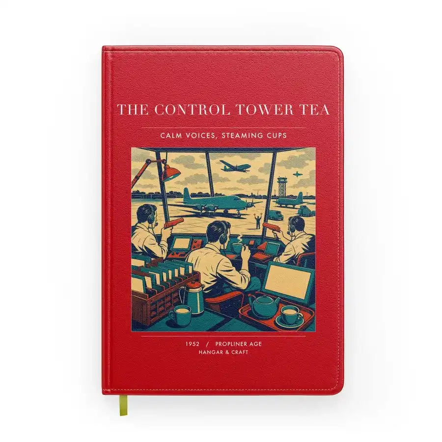 VINTAGE G4375 - The Control Tower Tea - Designed Notebooks design on red