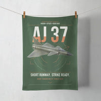 Thumbnail for Saab AJ 37 Viggen design on dark green towel