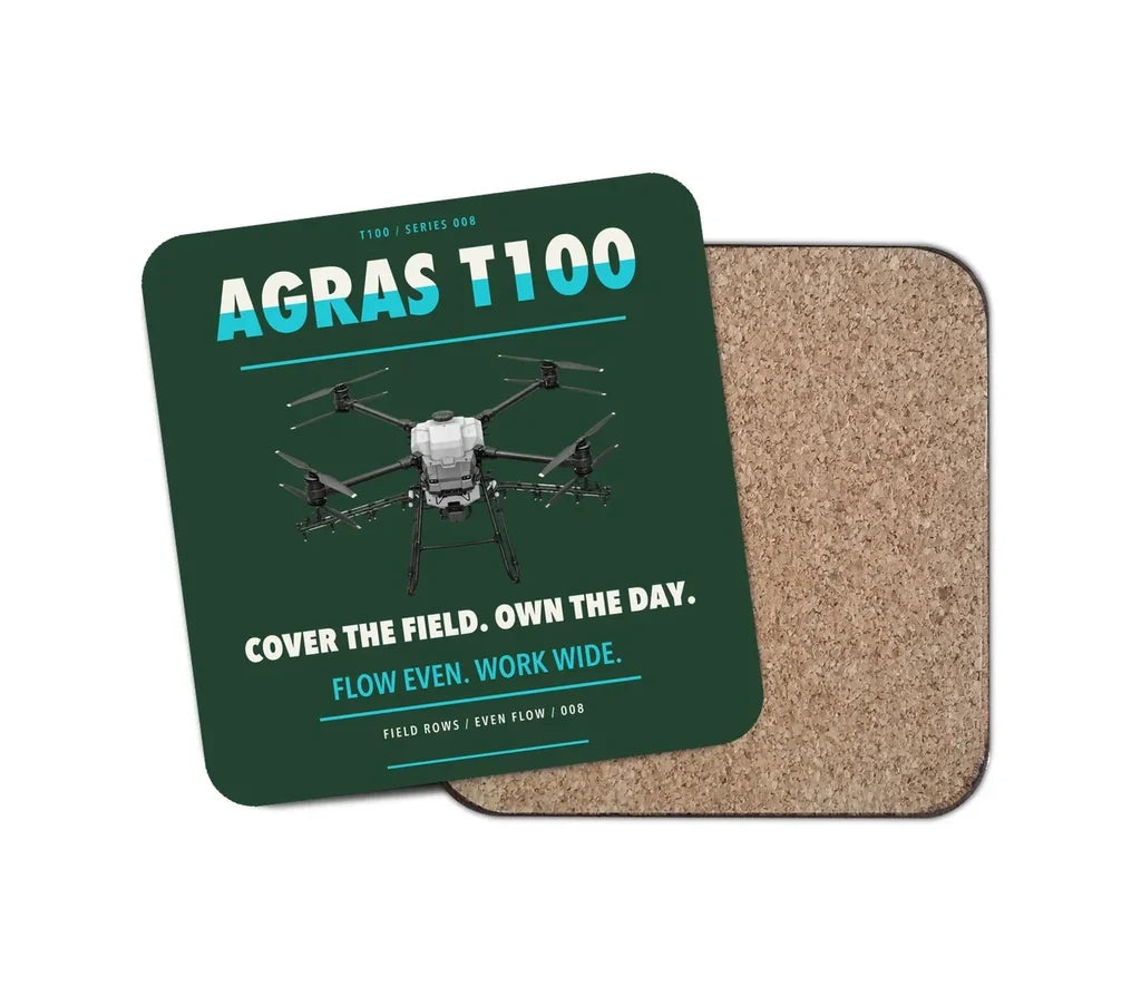 DJI Agras T100 design on dark green 1 piece coaster