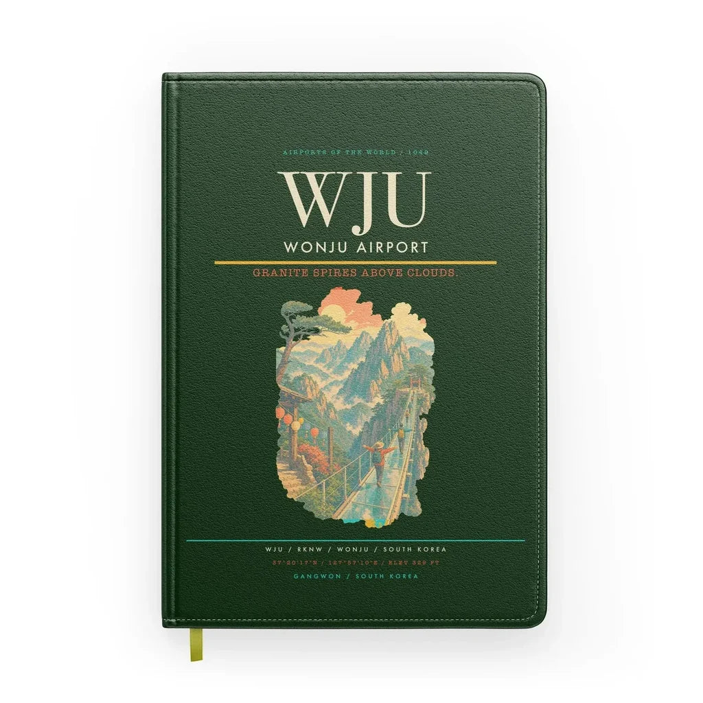 Wonju Airport (WJU) design on dark green notebook