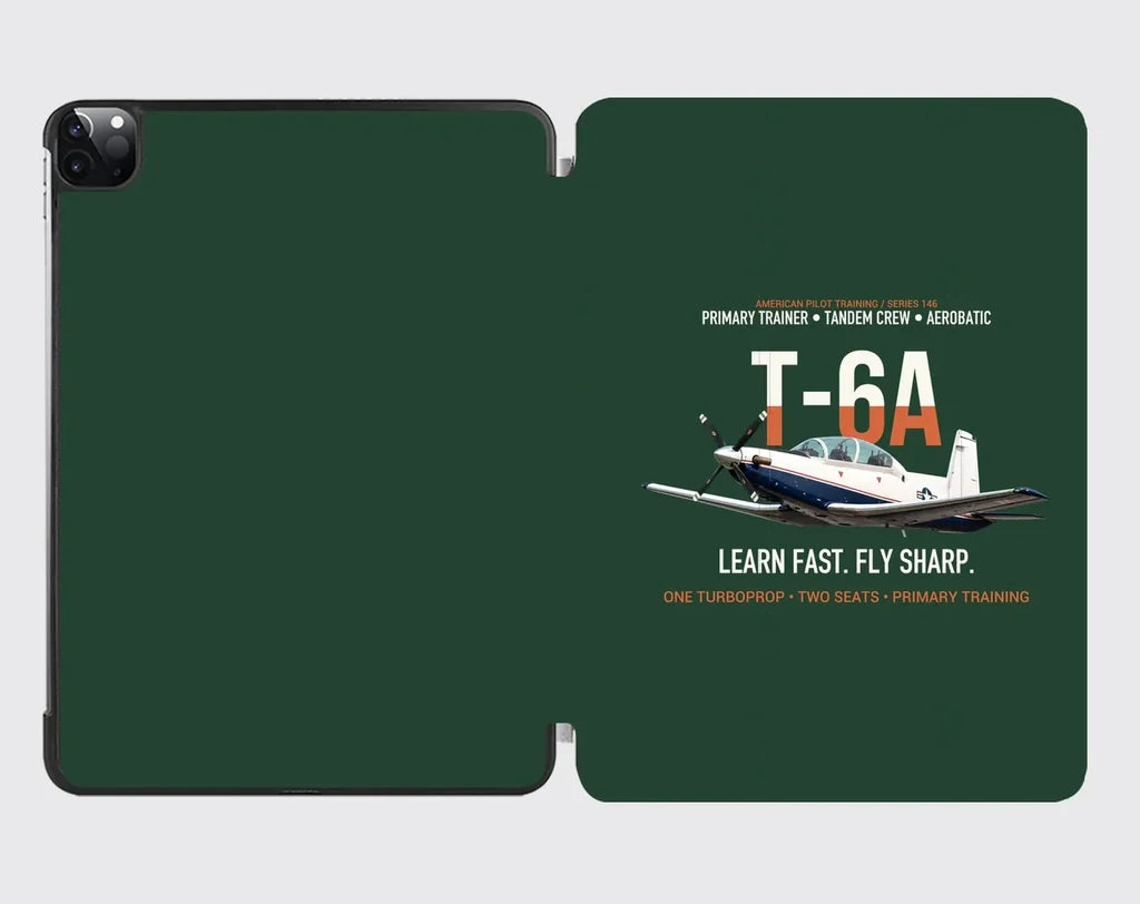 T-6A Texan II Train The Next Generation design on dark green ipad tablet case