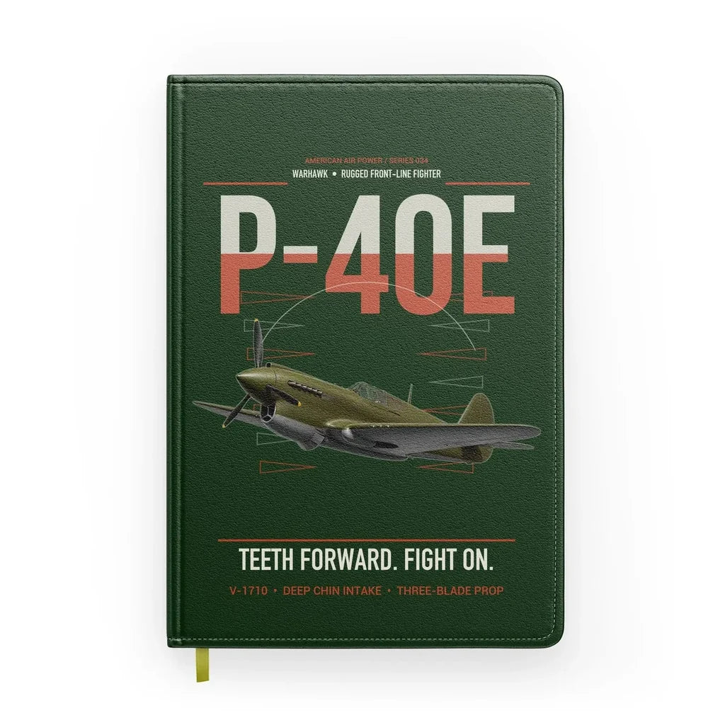 P-40E Warhawk design on dark green notebook