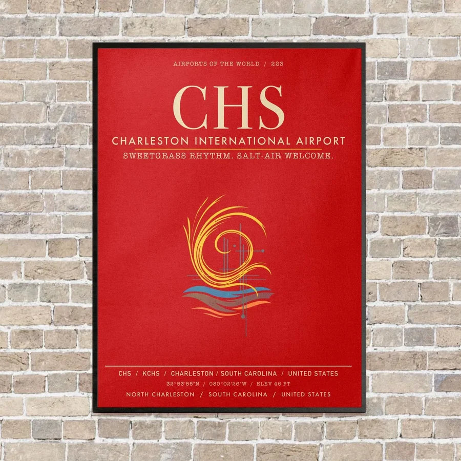 Charleston International Airport CHS - Canvas Framed - Red