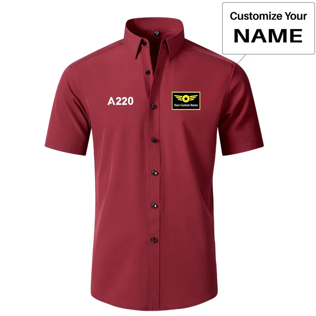 A220 Flat Text Designed Short Sleeve Shirts - view 13