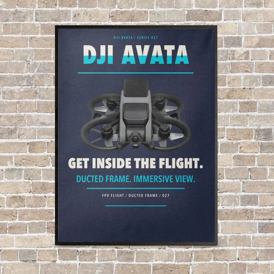 DJI Avata vertical canvas print - framed - navy blue background