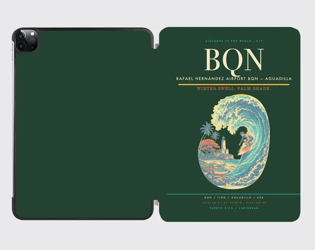 Rafael Hernández Airport (BQN) design on dark green ipad tablet case