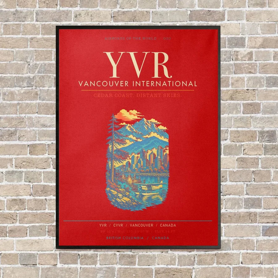 Vancouver International Airport YVR - Canvas Framed - Red