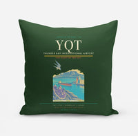 Thumbnail for Thunder Bay International Airport (YQT) design on dark green pillow