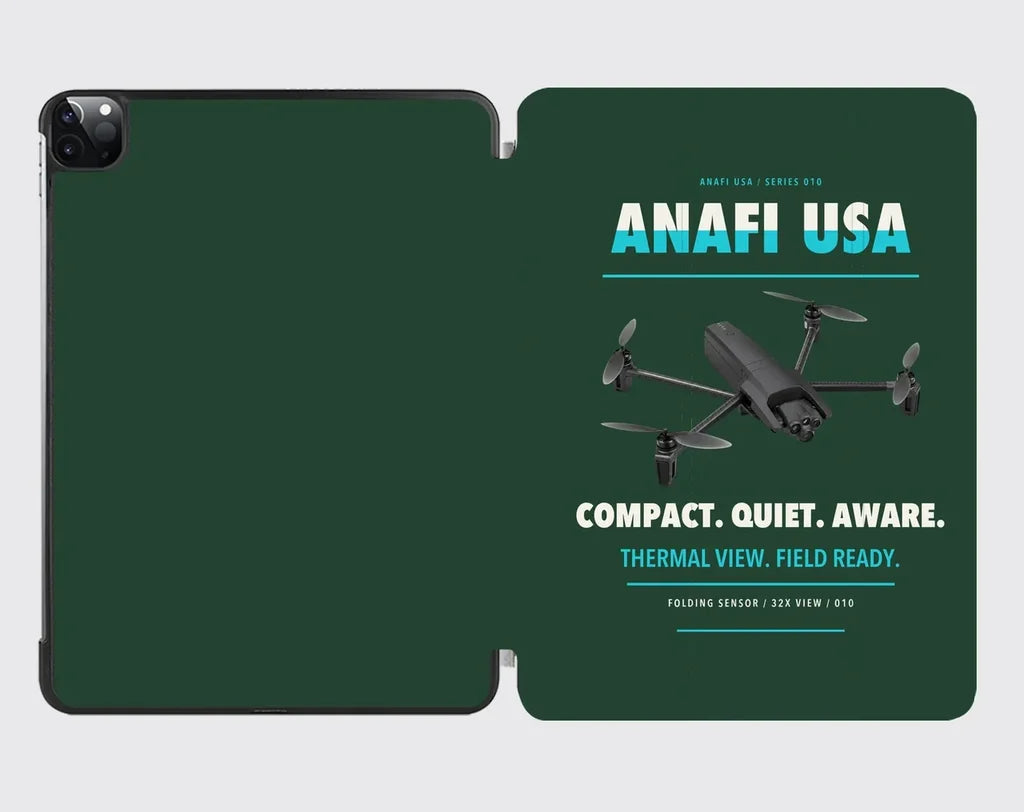 Parrot ANAFI USA design on dark green ipad tablet case