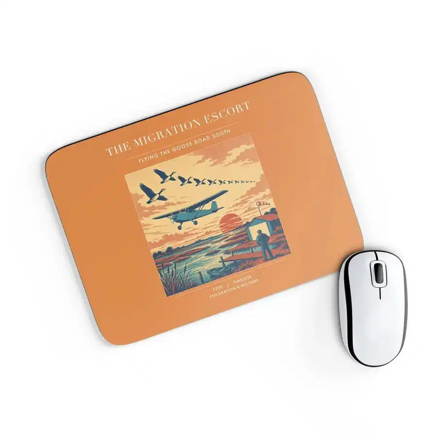 VINTAGE G4448 - The Migration Escort - Designed Mouse Pads design on orange rectangle