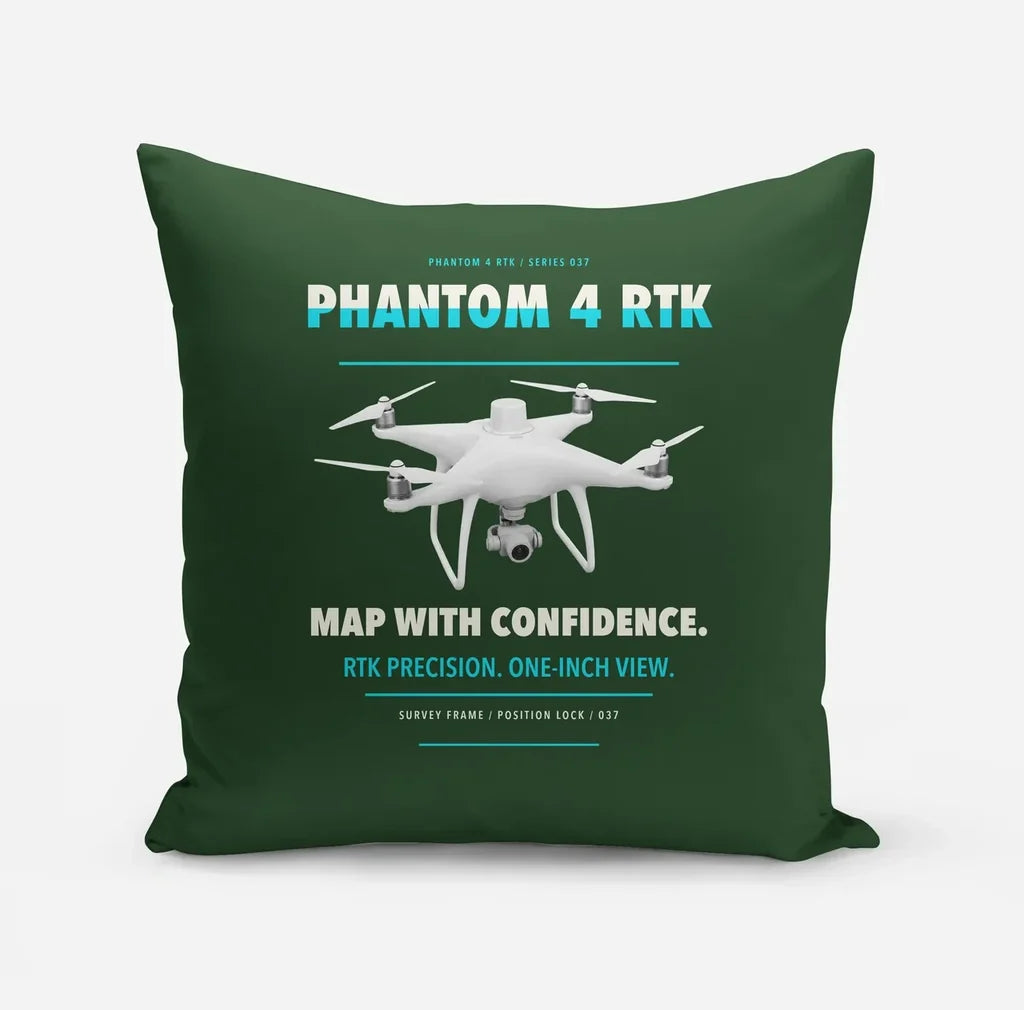 DJI Phantom 4 RTK design on dark green pillow