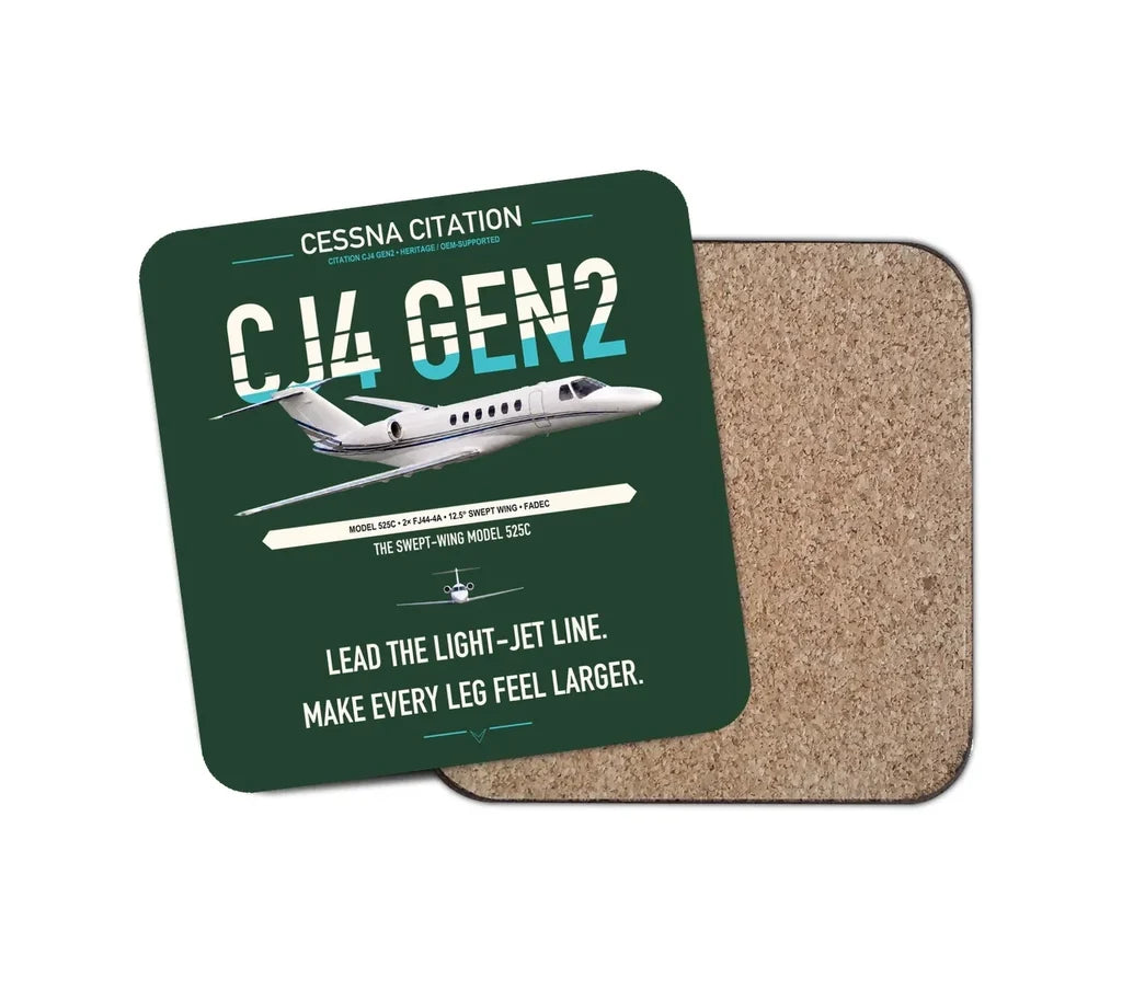 Cessna Citation CJ4 Gen2 design on dark green 1 piece coaster