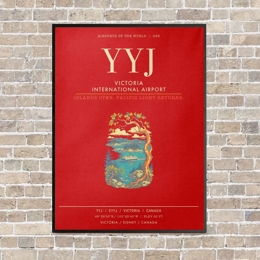 Victoria International Airport YYJ - Canvas Framed - Red