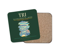 Thumbnail for Tri-Cities Airport (TRI) design on dark green 1 piece coaster