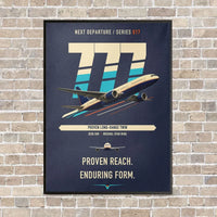 Thumbnail for Boeing 777-200ER vertical canvas print - framed - navy blue background