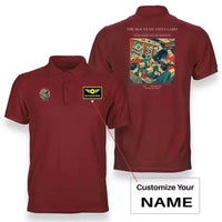 Thumbnail for VINTAGE G4224 - The Mountain Vista Cabin - Double-Side Polo T-Shirt design on red+name