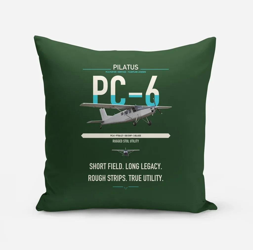 Pilatus PC-6 Porter design on dark green pillow