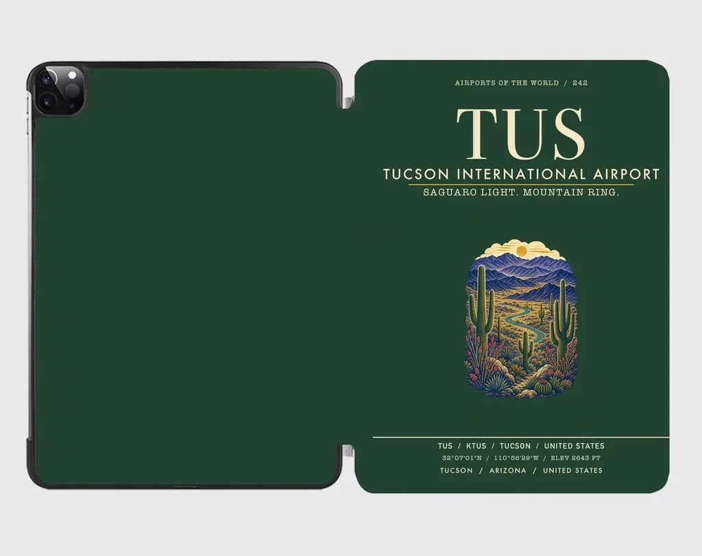 Tucson International Airport (TUS) design on dark green ipad tablet case