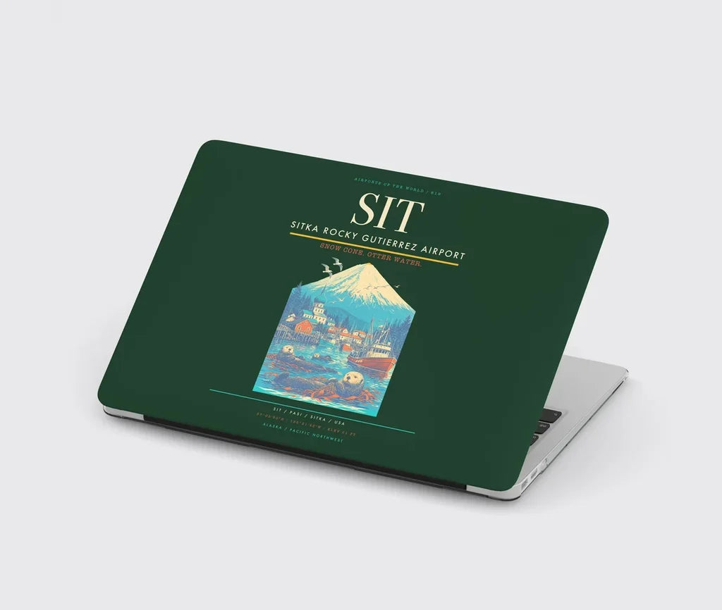 Sitka Rocky Gutierrez Airport (SIT) design on dark green MacBook case