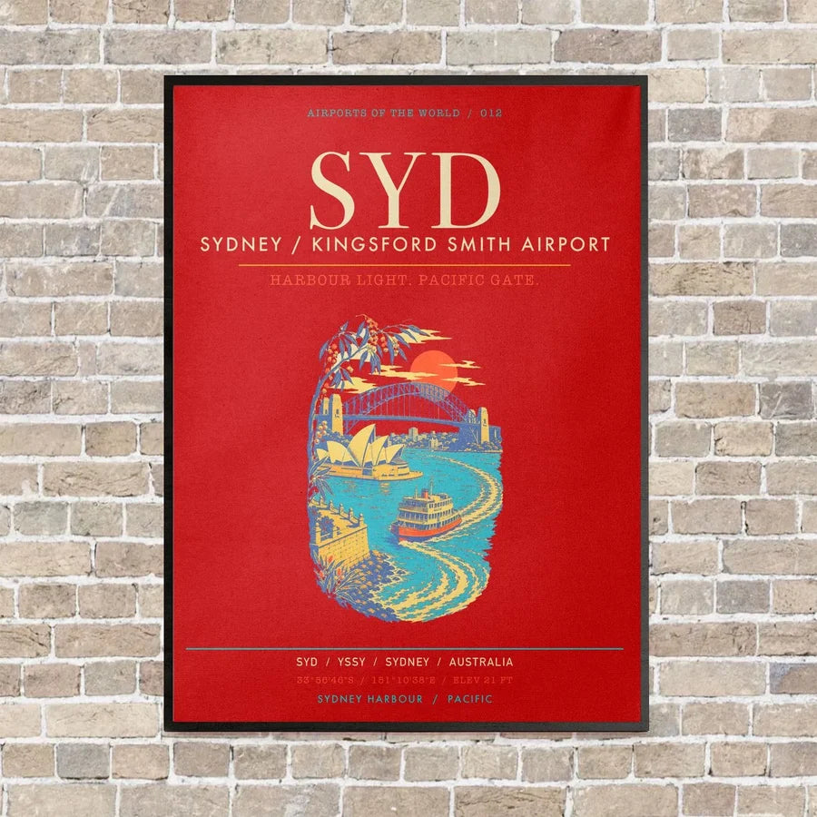 Sydney Kingsford Smith Airport SYD - Canvas Framed - Red