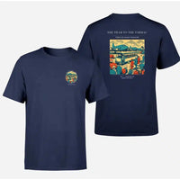 Thumbnail for VINTAGE G4372 - The Tram To The Tarmac - Double-Side T-Shirt design on navyblue double side t shirt