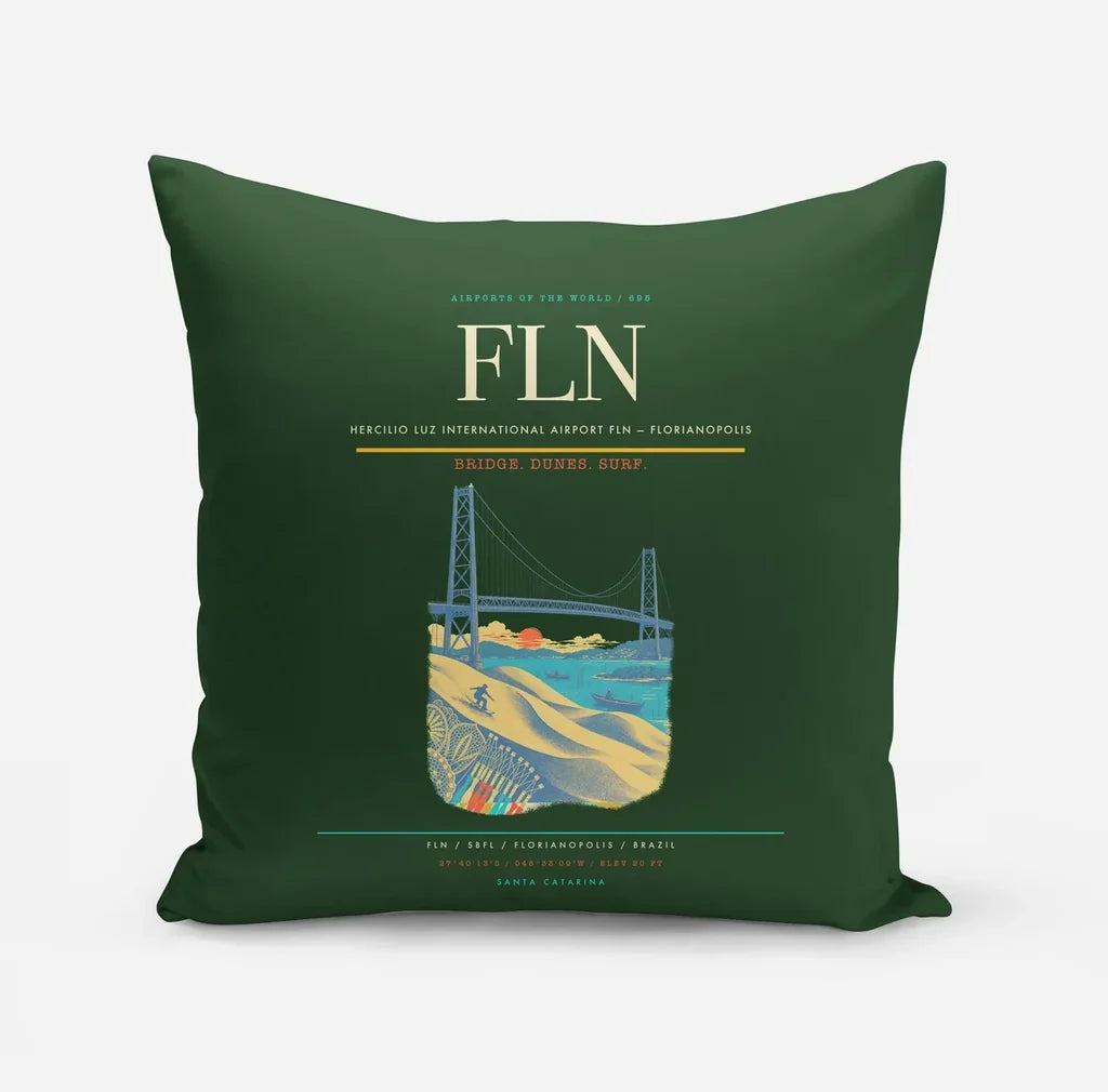 Hercilio Luz International Airport (FLN) design on dark green pillow