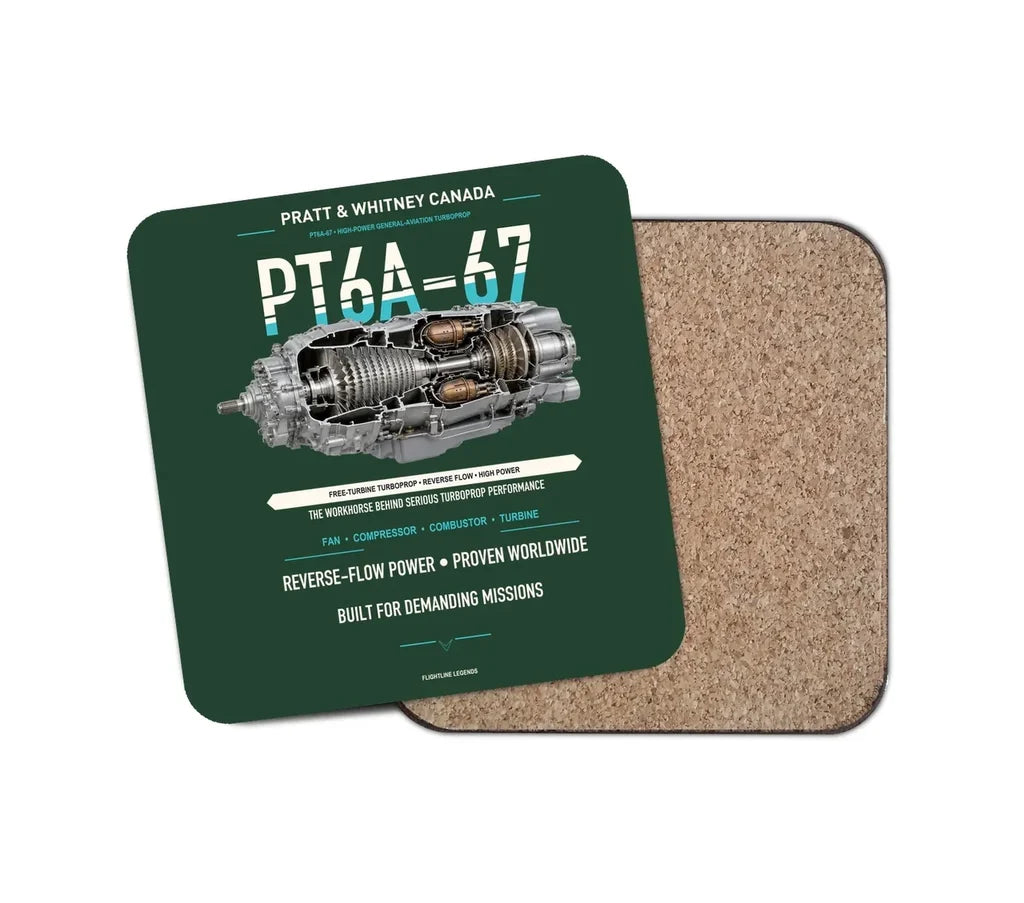 PT6A-67 design on dark green 1 piece coaster